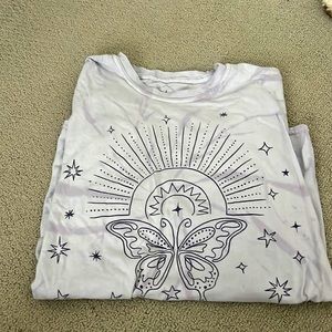 purple oversized graphic t